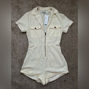 Butter yellow UO Short Sleeve Romper